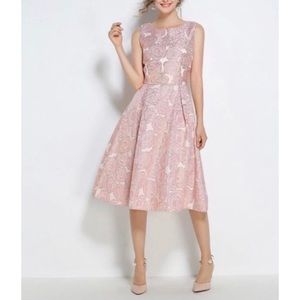 Coeur de Vague Pink Floral Sleeveless A-Line Dress